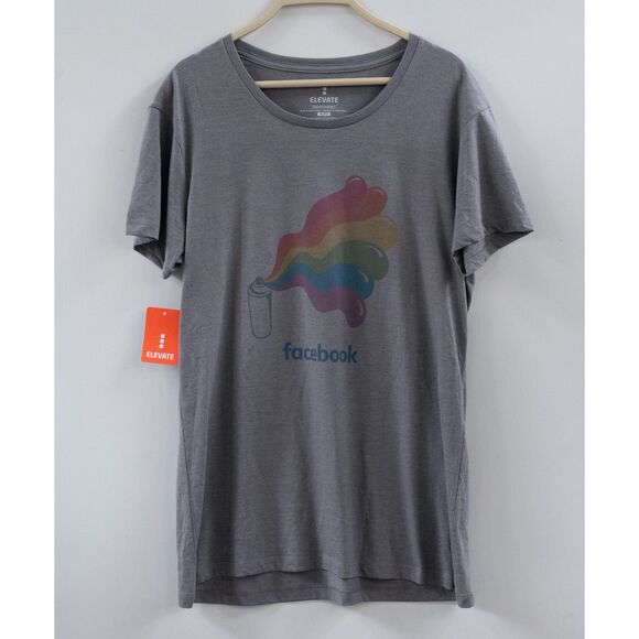 NWT Facebook Diversity Rainbow Spray Can Colors Elevate Gray T-Shirt Size XL - Picture 1 of 7